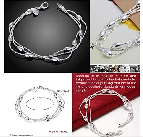 Yellow Chimes Earrings Yellow Chimes Exclusive Magical Love Beads Multi String Silver Plated Charm Bracelet for Women and Girls