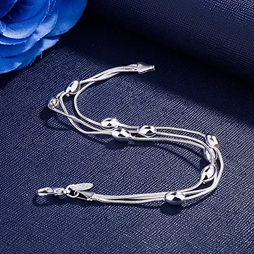 Yellow Chimes Earrings Yellow Chimes Exclusive Magical Love Beads Multi String Silver Plated Charm Bracelet for Women and Girls