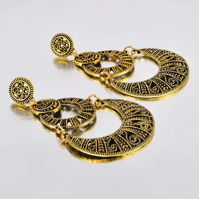 Yellow Chimes Earrings Yellow Chimes Golden Oxidized Alloy Chandbali Earring for Women Girls