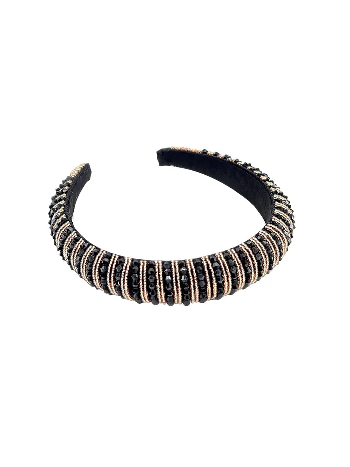 Yellow Chimes Earrings Yellow Chimes Hair Bands for Girls Black Hair Band Crystal Studded Headbands HairBands for Kids and Girls Hair Accessories For Girls