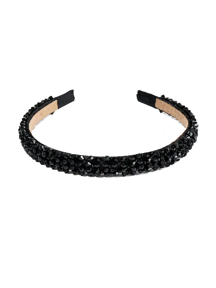Yellow Chimes Earrings Yellow Chimes Hair Bands for Girls Black Hair Band Crystal Studded Headbands HairBands for Kids and Girls Hair Accessories For Girls
