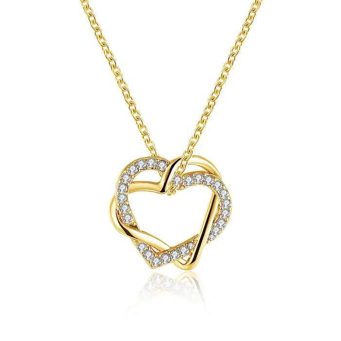 Yellow Chimes Earrings Yellow Chimes Heart Pendant for Women Embracing HeartsinLove 18K Real Gold Plated Austrian Crystal Pendant for Women and Girls