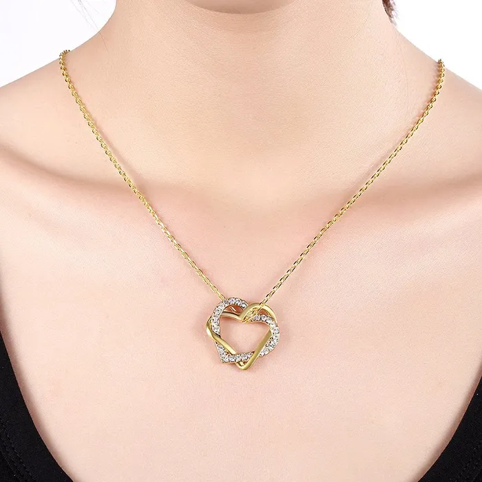 Yellow Chimes Earrings Yellow Chimes Heart Pendant for Women Embracing HeartsinLove 18K Real Gold Plated Austrian Crystal Pendant for Women and Girls