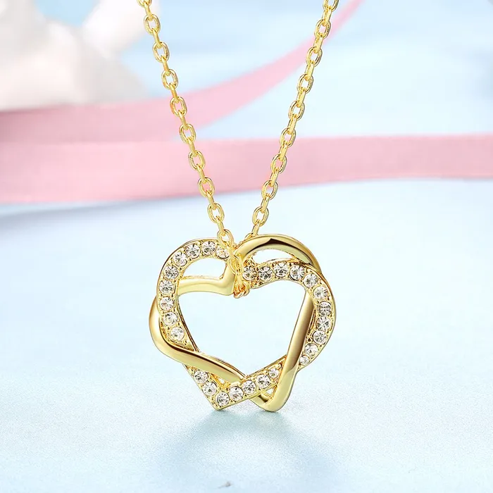 Yellow Chimes Earrings Yellow Chimes Heart Pendant for Women Embracing HeartsinLove 18K Real Gold Plated Austrian Crystal Pendant for Women and Girls