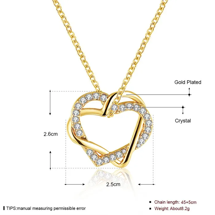 Yellow Chimes Earrings Yellow Chimes Heart Pendant for Women Embracing HeartsinLove 18K Real Gold Plated Austrian Crystal Pendant for Women and Girls