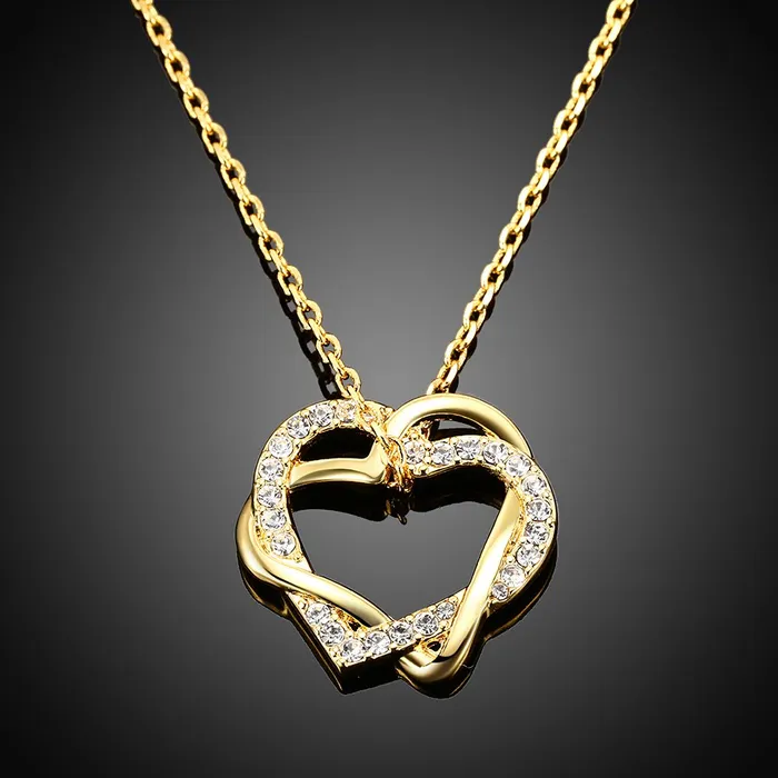 Yellow Chimes Earrings Yellow Chimes Heart Pendant for Women Embracing HeartsinLove 18K Real Gold Plated Austrian Crystal Pendant for Women and Girls