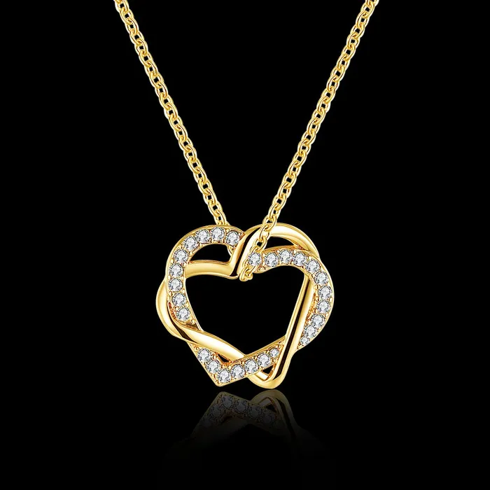 Yellow Chimes Earrings Yellow Chimes Heart Pendant for Women Embracing HeartsinLove 18K Real Gold Plated Austrian Crystal Pendant for Women and Girls