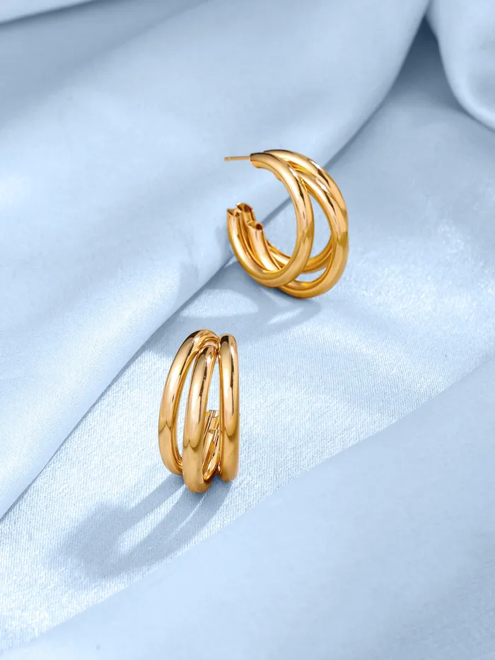 Yellow Chimes Earrings Yellow Chimes Hoop Earrings for Women Fashion Golden Hoops Earrings Gold Plated Twisted Layered Hoop Bali Earrings for Girls Birthday Gift for Girls Women Anniversary Gift for Wife