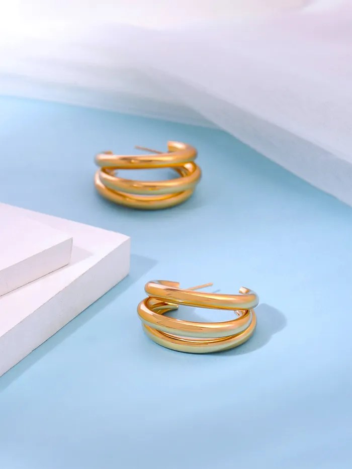 Yellow Chimes Earrings Yellow Chimes Hoop Earrings for Women Fashion Golden Hoops Earrings Gold Plated Twisted Layered Hoop Bali Earrings for Girls Birthday Gift for Girls Women Anniversary Gift for Wife