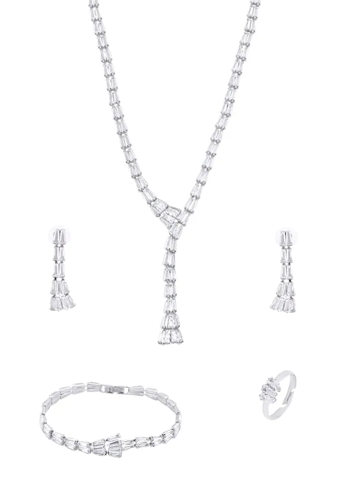 Yellow Chimes Earrings Yellow Chimes Jewellery Set for Women White Stone Necklace Set for Women Cubic Zircon Silver Diamond Jewellery Set Necklace Set With Bracelet Ring Birthday Anniversary Gift for Women Yellow Chimes Earrings Yellow Chimes Jewellery Set for Women White Stone Necklace Set for Women Cubic Zircon Silver Diamond Jewellery Set Necklace Set With Bracelet Ring Birthday Anniversary Gift for Women