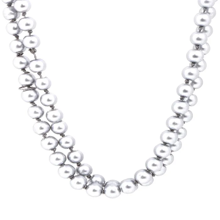 Yellow Chimes Earrings Yellow Chimes Latest Fashion Pearl Multilayer Long Necklace for Women Girls Grey