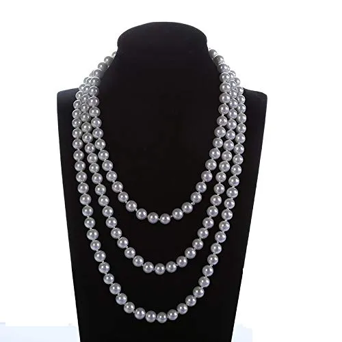 Yellow Chimes Earrings Yellow Chimes Latest Fashion Pearl Multilayer Long Necklace for Women Girls Grey