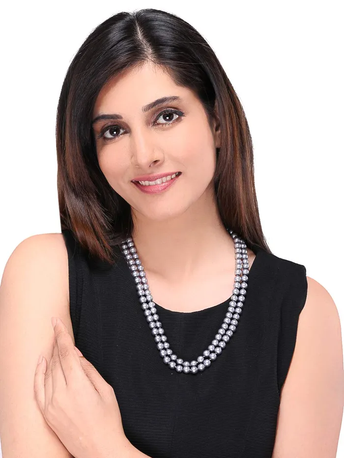 Yellow Chimes Earrings Yellow Chimes Latest Fashion Pearl Multilayer Long Necklace for Women Girls Grey