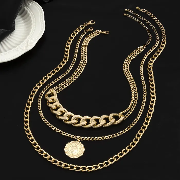 Yellow Chimes Earrings Yellow Chimes Layered Choker Necklace for Women Multi Color Plated Thick Chain Multi Layer Chain Choker Necklace for Girls and Women NK 2
