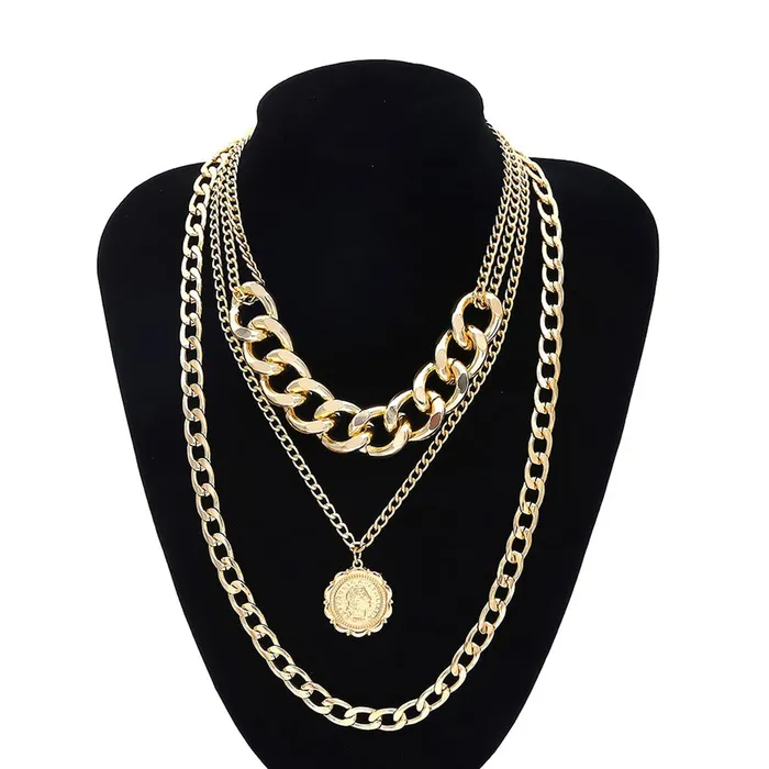 Yellow Chimes Earrings Yellow Chimes Layered Choker Necklace for Women Multi Color Plated Thick Chain Multi Layer Chain Choker Necklace for Girls and Women NK 2