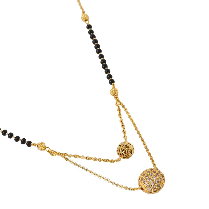 Yellow Chimes Earrings Yellow Chimes Nekclace for Women Gold Toned Crystal Studded Dual Ball Charm and Beads Chain Designed Necklace for Women and Girls