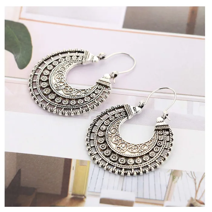 Yellow Chimes Earrings Yellow Chimes Peacock Carving Silver Chandbali Earring for Women Girls