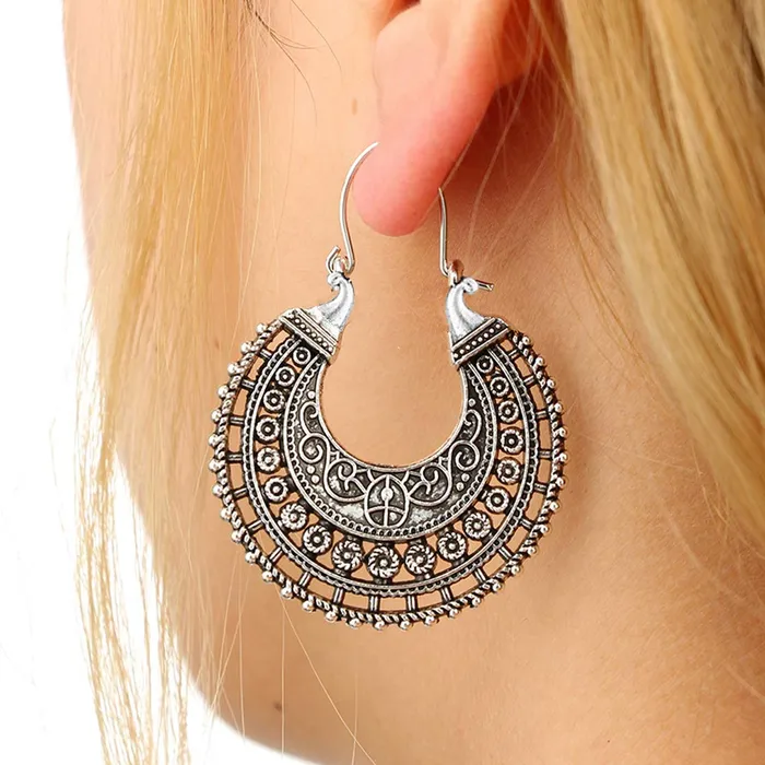 Yellow Chimes Earrings Yellow Chimes Peacock Carving Silver Chandbali Earring for Women Girls