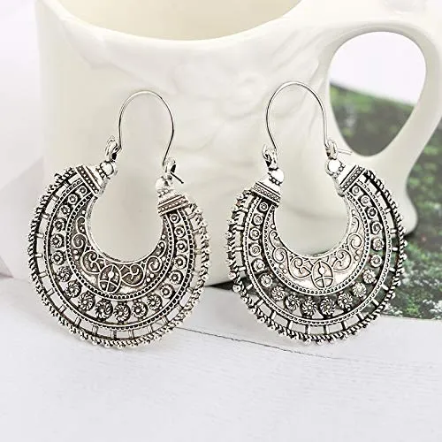 Yellow Chimes Earrings Yellow Chimes Peacock Carving Silver Chandbali Earring for Women Girls