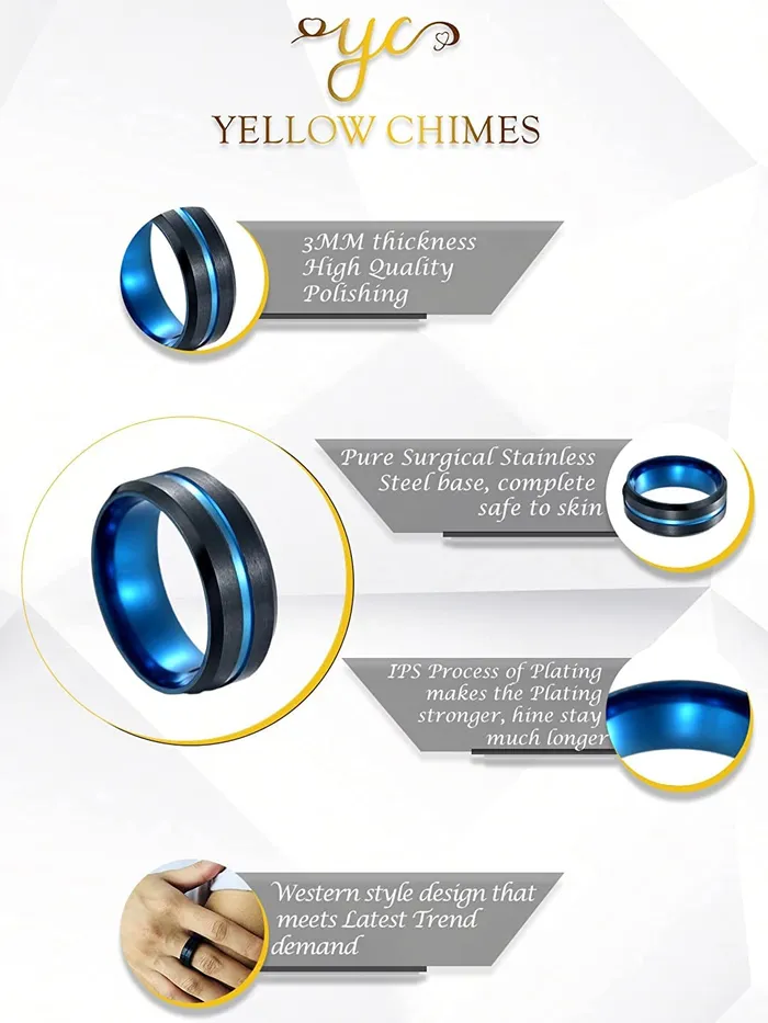 Yellow Chimes Earrings Yellow Chimes Rings for Men Stainless Steel Ring Dual Tone Smooth Finish Stainless Steel Band Ring for Men and Boys