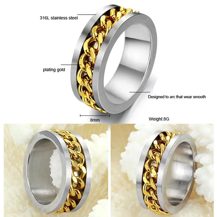 Yellow Chimes Earrings Yellow Chimes Rings for Men Tough Dude Chain Ring Stainless Steel Golden Chain Rings for Men and Boys
