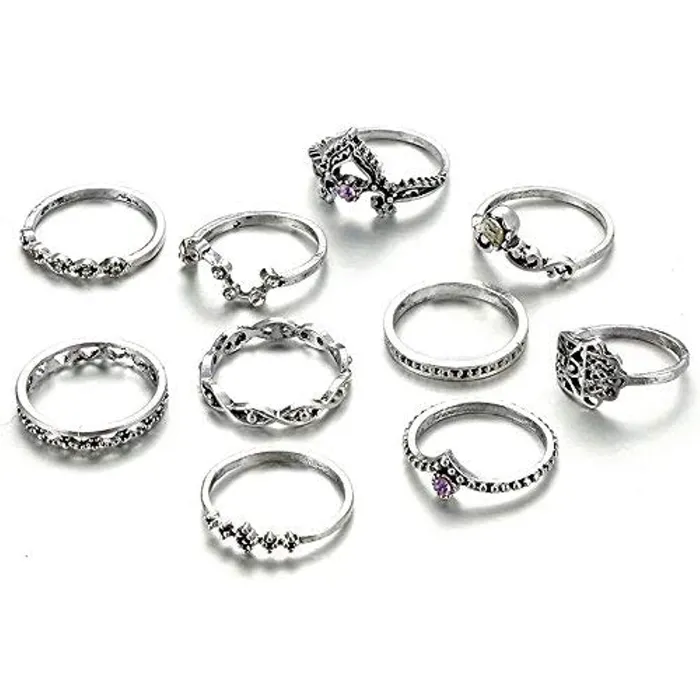 Yellow Chimes Earrings Yellow Chimes Rings for Women 10 PCS Combo Ring Set Oxidised Silver Plated Knuckle Rings Set for Women and Girls Yellow Chimes Earrings Yellow Chimes Rings for Women 10 PCS Combo Ring Set Oxidised Silver Plated Knuckle Rings Set for Women and Girls