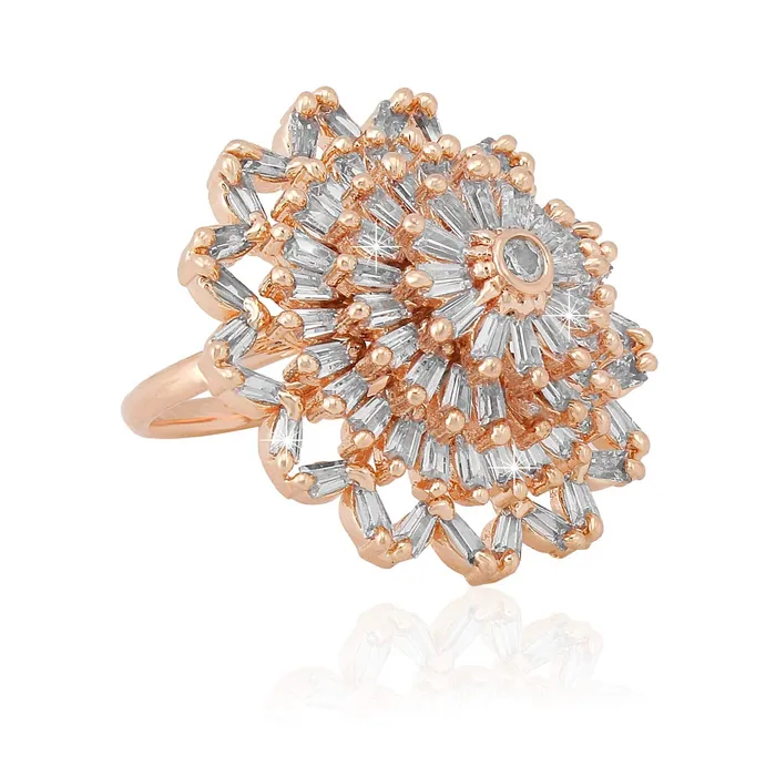 Yellow Chimes Earrings Yellow Chimes Rings for Women American Diamond Ring White ADStudded Adjustable Floral Finger Ring For Women And Girls RG 7 Adjustable