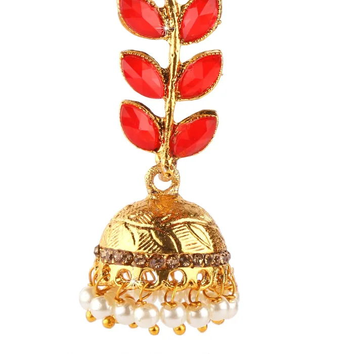 Yellow Chimes Earrings Yellow Chimes Stylish Wine Traditional Jhumka Red Golden Earrings for Women and Girls