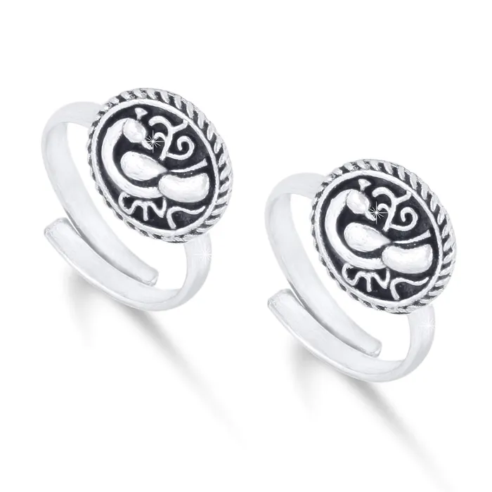Yellow Chimes Earrings Yellow Chimes Toe Rings Set for Women Silver Oxidised Toe Ring Set 4 Pairs Combo German Silver Adjustable Toe Ring for Women and Girls