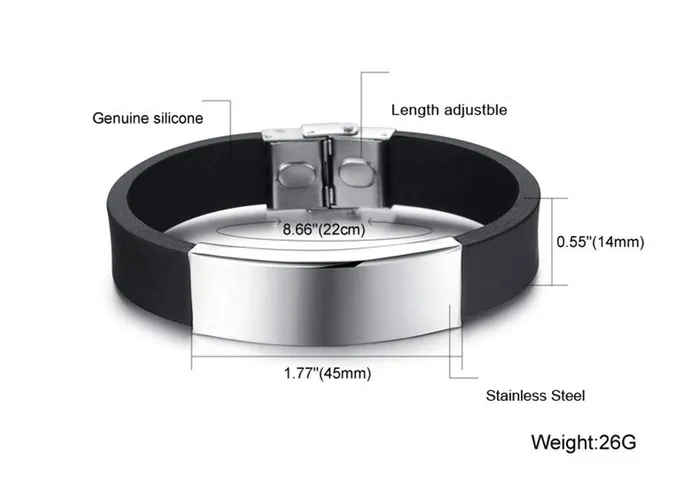 Yellow Chimes Earrings Yellow Chimes Touching Love Message To Husband Stainless Steel Tag Genuine Silicone Strap Bracelet for Men
