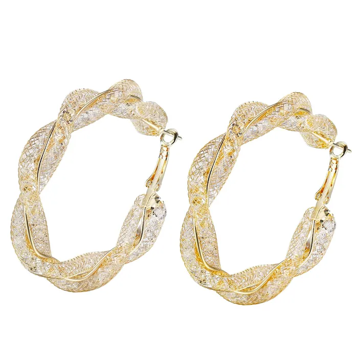 Yellow Chimes Earrings Yellow Chimes Trendy Collection Stylish Design Sparkling Big Circle Party Wear Gold Silver Plated Hoop Earrings for Womenand Girls Golden Crystal Hoop