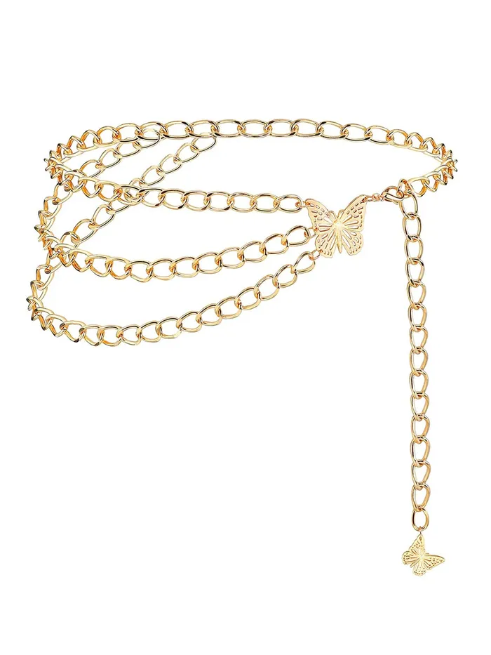 Yellow Chimes Earrings Yellow Chimes Waist Chain For Women Gold Plated Triple Layer Waist Chain For Women and Girls