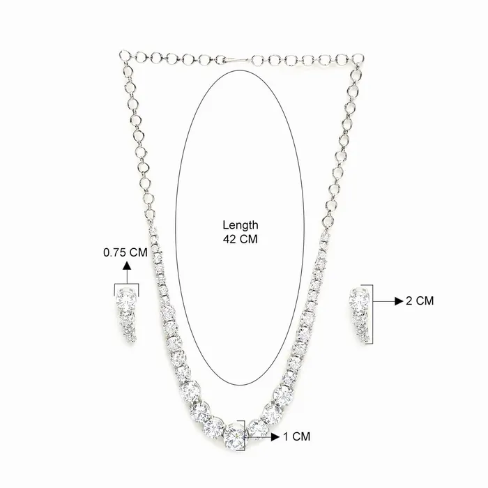 Yellow Chimes Earrings Yellow Chimes Womens Traditional Pink American Diamond Rose Gold Plated AD Necklace Set