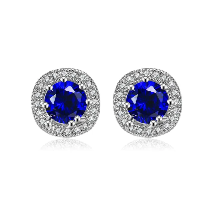 Yellow Chimes Elegant Latest Fashion Silver Plated Blue Crystal designer Stud Earrings for Women and Girls Blue Yellow Chimes Earrings