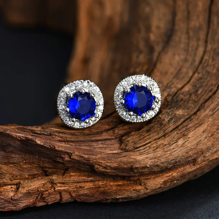 Yellow Chimes Elegant Latest Fashion Silver Plated Blue Crystal designer Stud Earrings for Women and Girls Blue Yellow Chimes Earrings