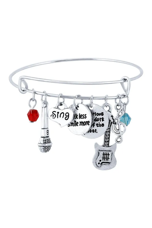 Yellow Chimes Exclusive Design Music Gift Guitar Microphone Engraved Messages Music Speaks Charm Bangle Bracelet For Women and Girls Yellow Chimes Earrings Yellow Chimes Exclusive Design Music Gift Guitar Microphone Engraved Messages Music Speaks Charm Bangle Bracelet For Women and Girls Yellow Chimes Earrings