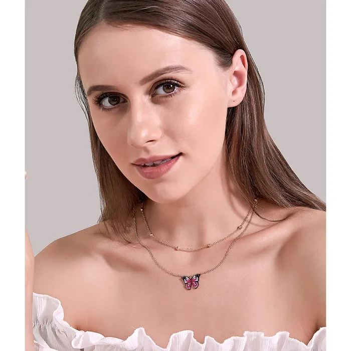 Yellow Chimes Fashion Jewellery Set for Women Gold Plated Purple Butterfly Pendant Set with Drop Earrings for Women and Girls Yellow Chimes Earrings