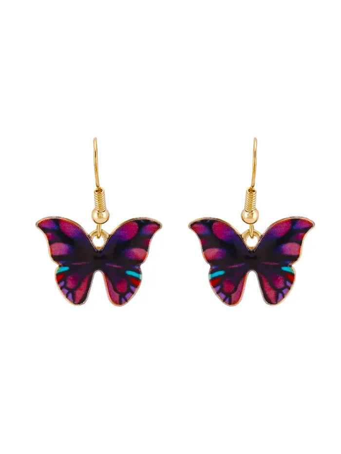 Yellow Chimes Fashion Jewellery Set for Women Gold Plated Purple Butterfly Pendant Set with Drop Earrings for Women and Girls Yellow Chimes Earrings