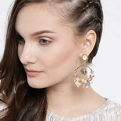 Yellow Chimes Floral Design Multicolor Chandelier Dangle Drop Earrings for Women and Girls Yellow Chimes Necklaces