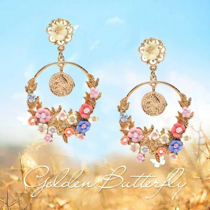 Yellow Chimes Floral Design Multicolor Chandelier Dangle Drop Earrings for Women and Girls Yellow Chimes Necklaces