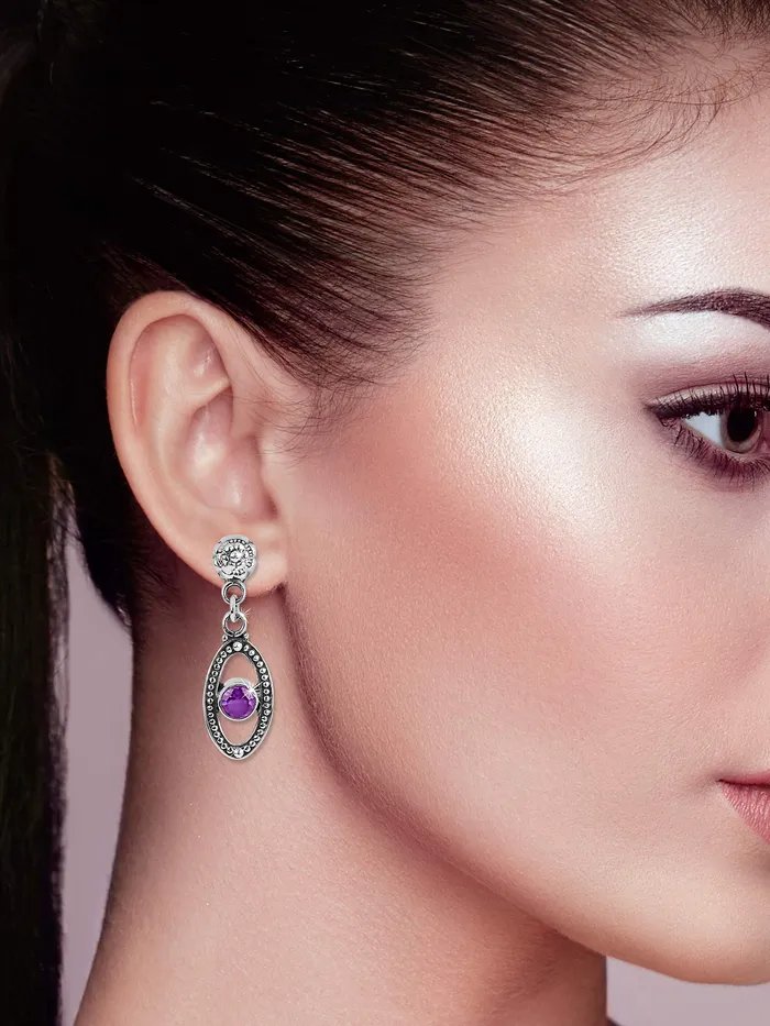 Yellow Chimes Gemstone Amethyst Quartz 925 Sterling Silver Hallmark and Certified Purity Drop Earrings for Women and Girls Yellow Chimes Earrings