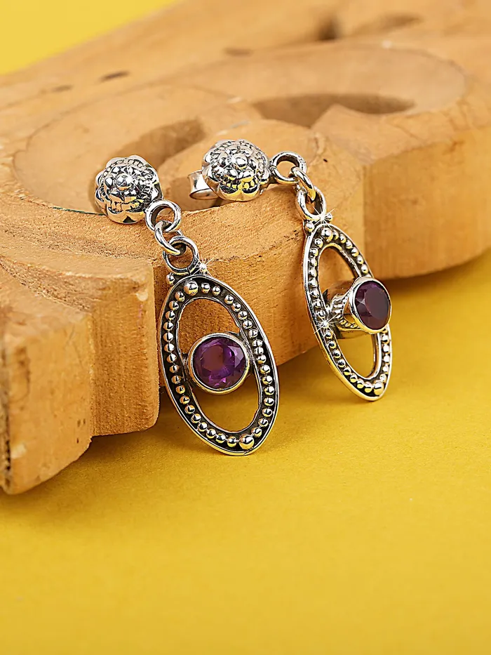 Yellow Chimes Gemstone Amethyst Quartz 925 Sterling Silver Hallmark and Certified Purity Drop Earrings for Women and Girls Yellow Chimes Earrings
