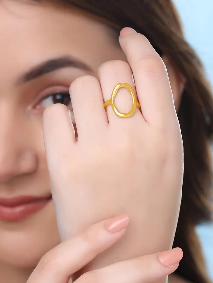 Yellow Chimes Gold Plated Adjustable Ring Chunky Statement Style Gift for Girls Wives Size 7 Necklaces