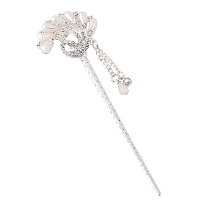 Yellow Chimes Hair Stick for Bun Stick for Women Girls Hair Accessories for Women Juda Bun Hair Stick Juda Pins for Hair Bun Accessory Hair Bun Ties Gift for Women Girls Peacock Juda Pin Yellow Chimes Necklaces