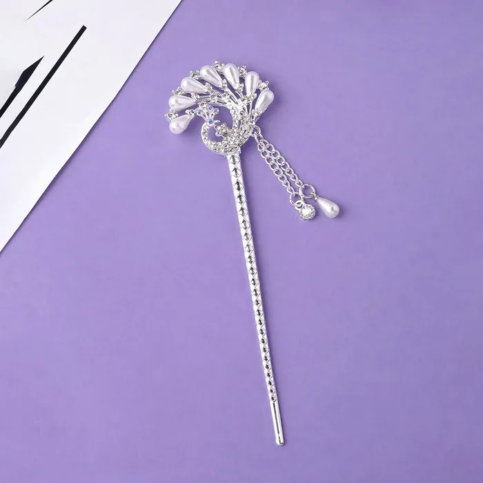 Yellow Chimes Hair Stick for Bun Stick for Women Girls Hair Accessories for Women Juda Bun Hair Stick Juda Pins for Hair Bun Accessory Hair Bun Ties Gift for Women Girls Peacock Juda Pin Yellow Chimes Necklaces