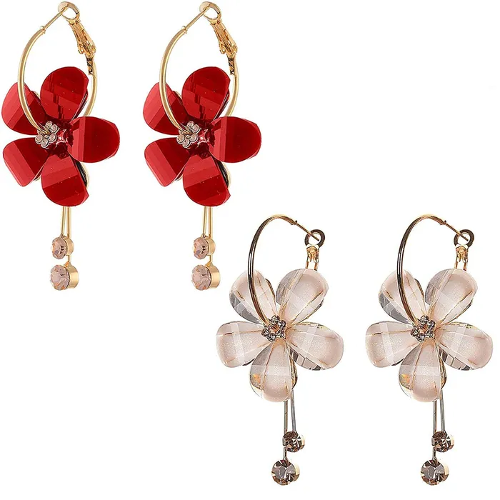 Yellow Chimes Hoop Earrings for Women 2 Pairs Combo Earrings Floral Danglers Red White Hoop Earrings for Women and Girls Yellow Chimes Necklaces Yellow Chimes Hoop Earrings for Women 2 Pairs Combo Earrings Floral Danglers Red White Hoop Earrings for Women and Girls Yellow Chimes Necklaces