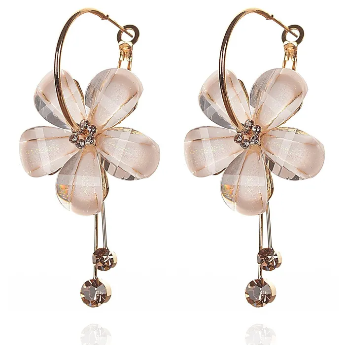 Yellow Chimes Hoop Earrings for Women 2 Pairs Combo Earrings Floral Danglers Red White Hoop Earrings for Women and Girls Yellow Chimes Necklaces