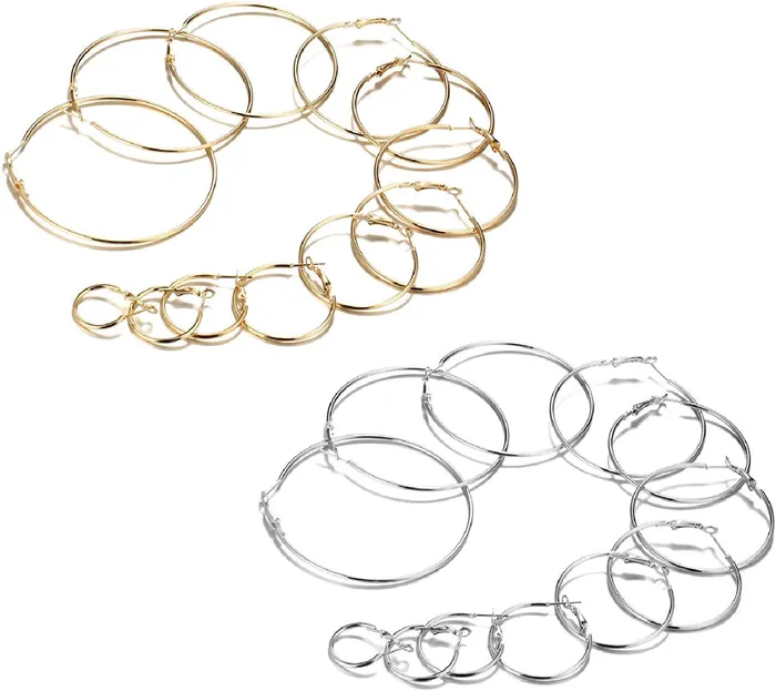 Yellow Chimes Hoop Earrings for Women Combo of 24 Pairs Silver Gold Plated Hoop Earrings for Women and Girls Yellow Chimes Bracelets