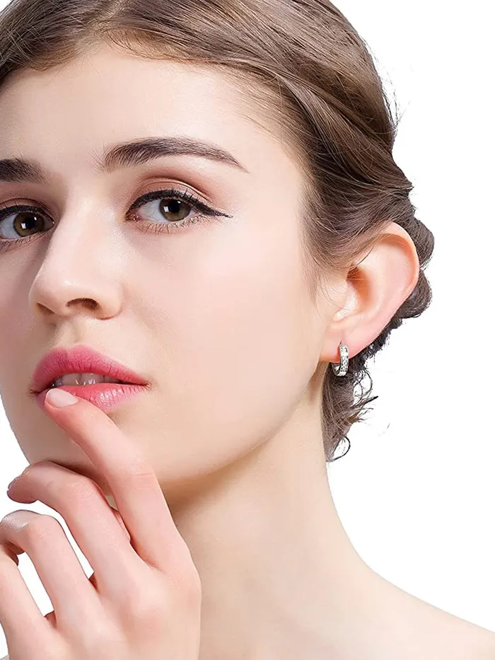 Yellow Chimes Hoop Earrings for Women Stainless Steel Crystal Silver Hoops Earrings for Women and Girls Yellow Chimes Necklaces