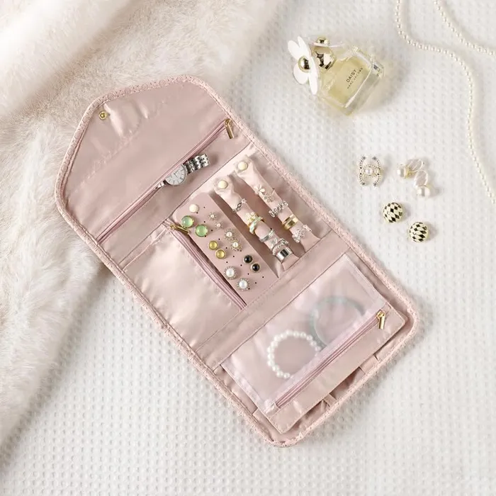 Yellow Chimes Jewellery Organiser Bag Birthday Gifts for Women Girls Portable Cosmetics Jewelry Organiser Box Travel Jewelry Organizer Bag Foldable Jewelry Case Yellow Chimes Necklaces